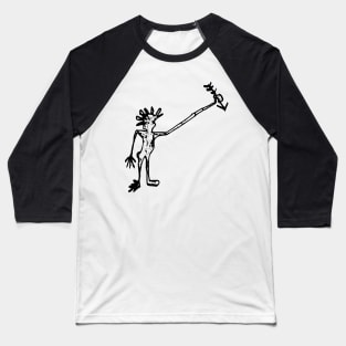 Man with Arrow Doodle Black Baseball T-Shirt